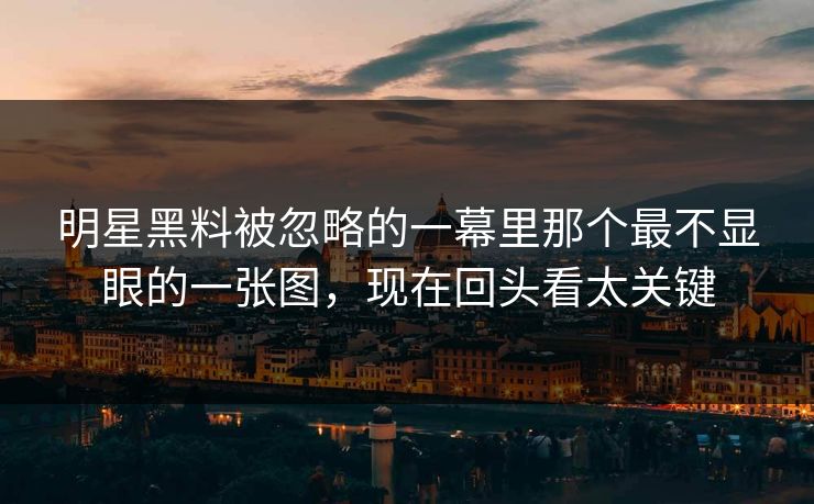 明星黑料被忽略的一幕里那个最不显眼的一张图，现在回头看太关键