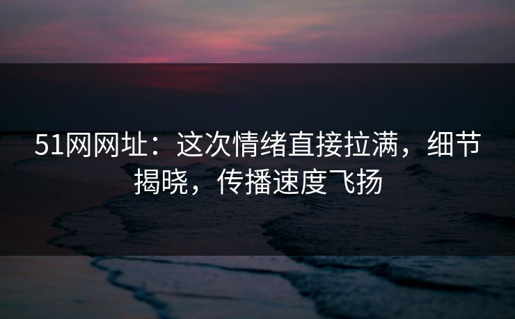 51网网址：这次情绪直接拉满，细节揭晓，传播速度飞扬
