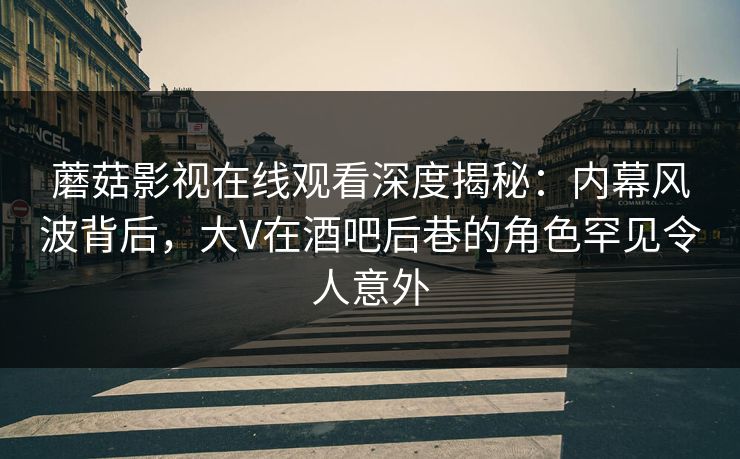 蘑菇影视在线观看深度揭秘：内幕风波背后，大V在酒吧后巷的角色罕见令人意外