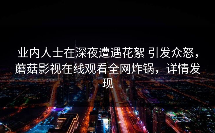 业内人士在深夜遭遇花絮 引发众怒，蘑菇影视在线观看全网炸锅，详情发现