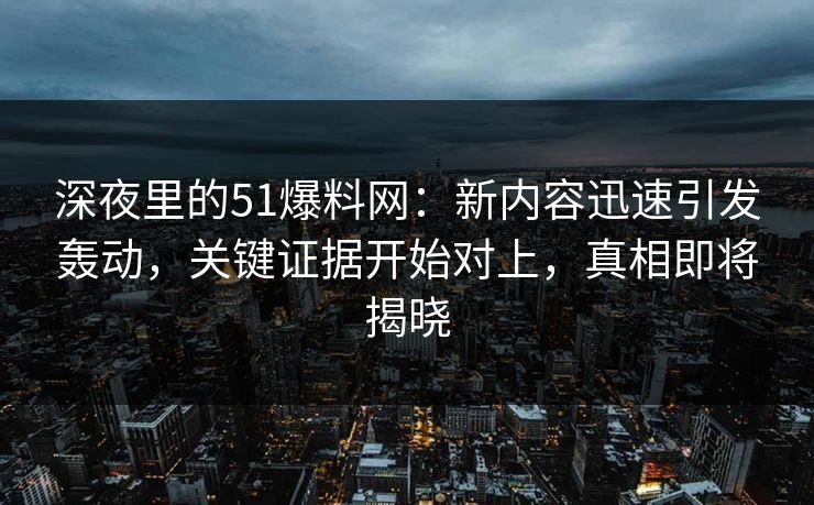 深夜里的51爆料网：新内容迅速引发轰动，关键证据开始对上，真相即将揭晓
