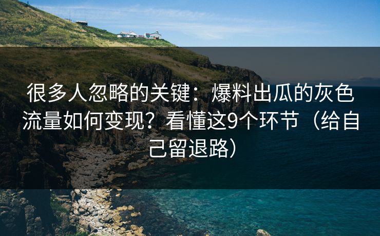 很多人忽略的关键：爆料出瓜的灰色流量如何变现？看懂这9个环节（给自己留退路）
